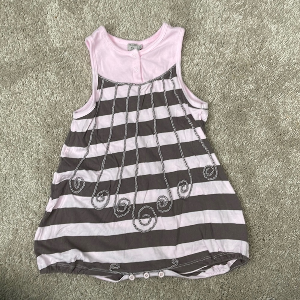 Pink & brown striped romper. Size 18 months. Beautiful lime new condition.